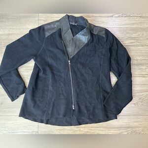 Eileen Fisher size Large black wool/leather jacket